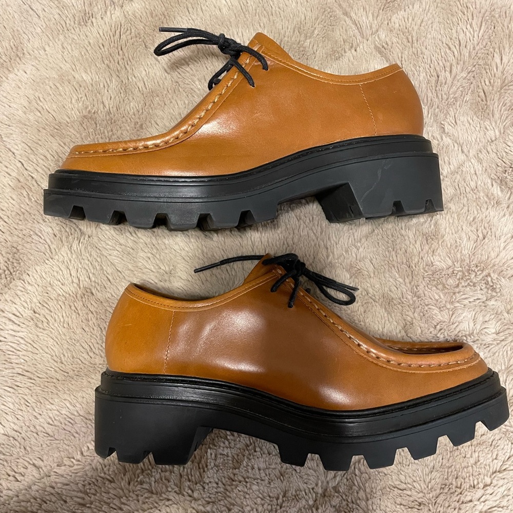 Zara brown leather mocs - size 8